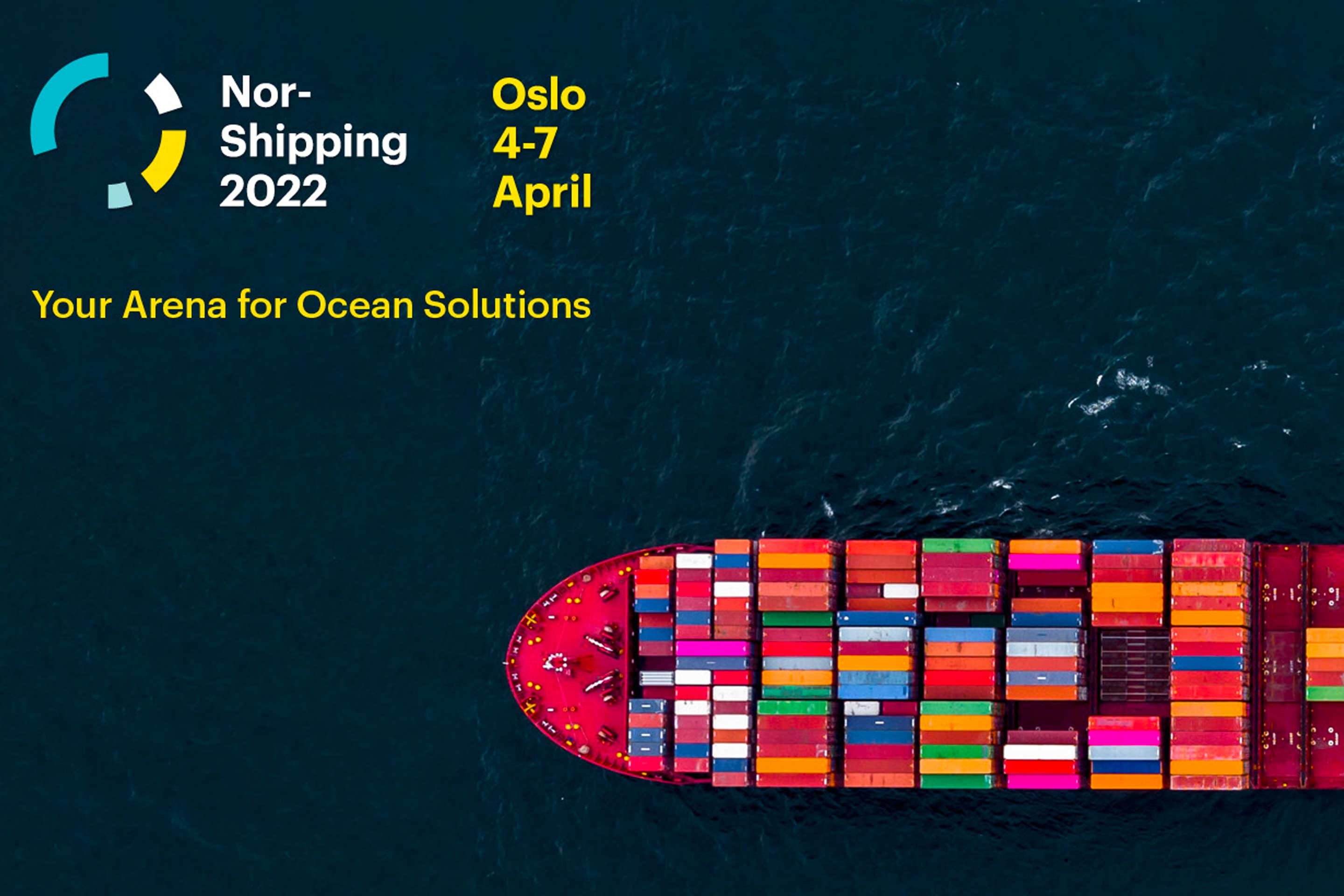 A container ship at sea to highlight Nor-Shipping 2022