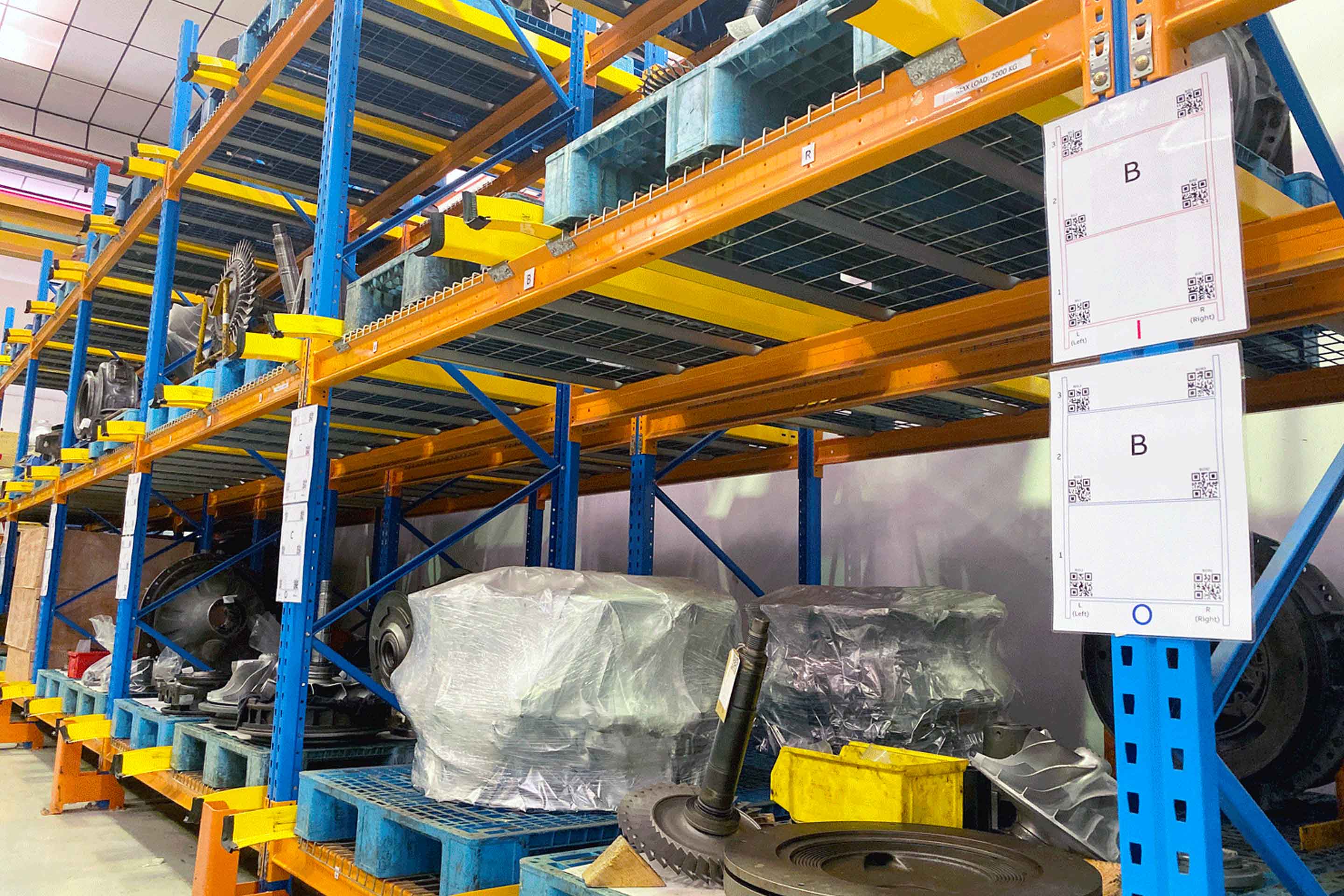 A warehouse where ABB Turbocharging has introduced Lean Six Sigma methodology