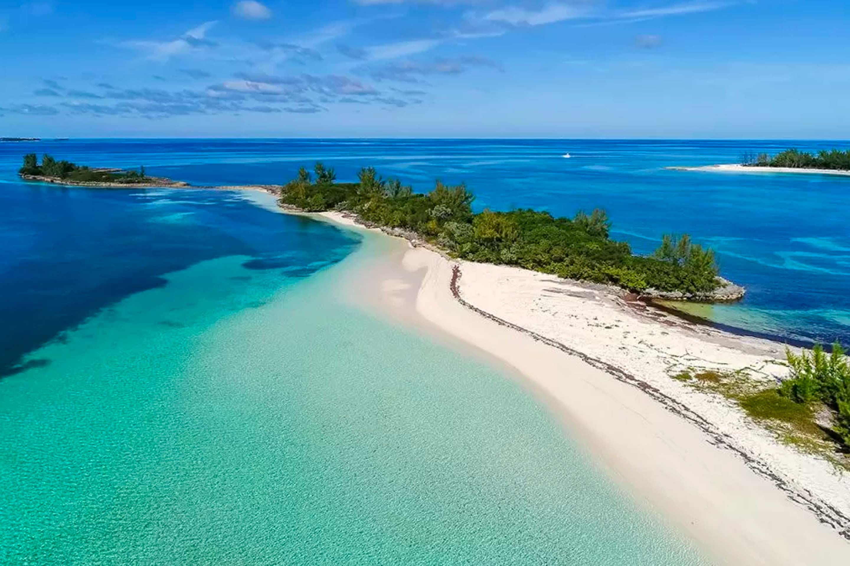A view of an island in the Bahamas, powered by a microgrid